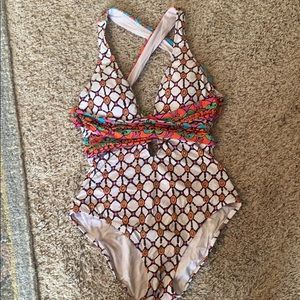 Trina Turk v-neck keyhole one piece